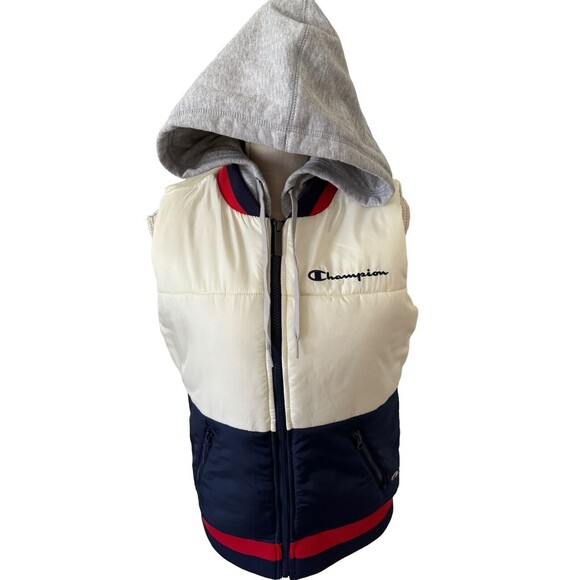 Champion Adult Size Small Multicolor Full Zip‎ Hooded Puffer Vest - Picture 1 of 6